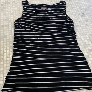 Vince Camuto Black Striped Sleeveless Shirt with Layered